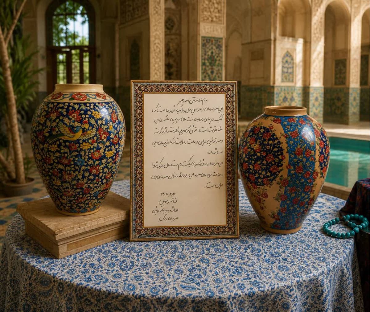 نمایش اثر هنری_ سفال و سرامیک آفریده‌ و تحشیه ای از استاد محمدباقر سهیلی